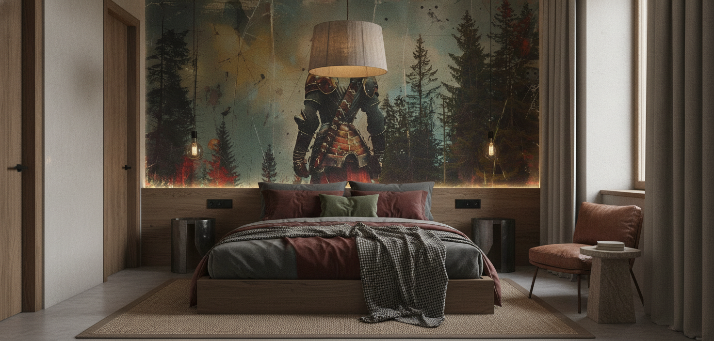 Papier Peint Chevalier Médiéval Fantastique dans Forêt Mystique - Chambre adulte