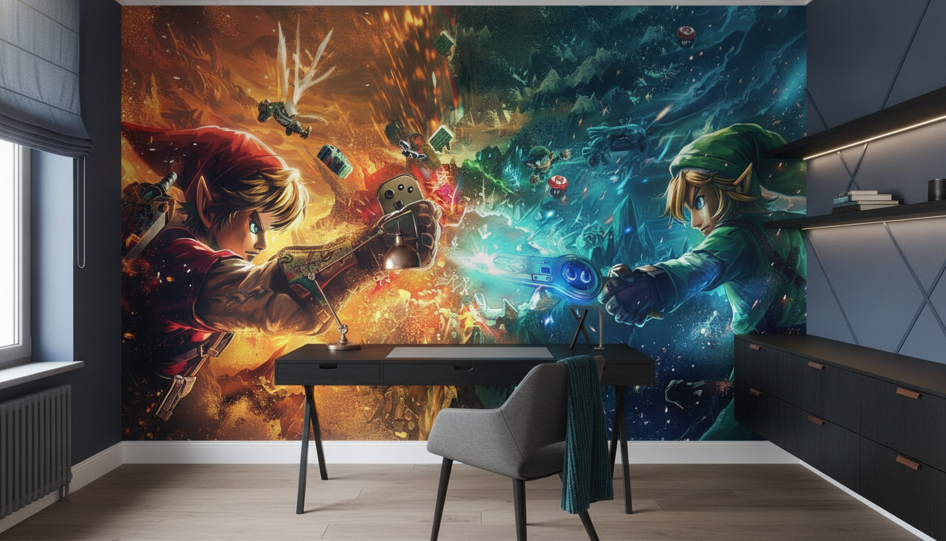 Papier Peint Épique Combat Fantasy Link Zelda Gaming - Bureau