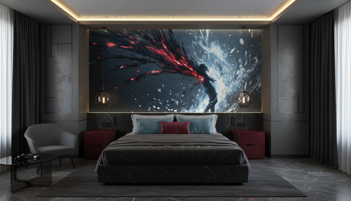 Papier Peint Fantastique Dragon Élémentaire Feu et Glace Épique — Hôtel