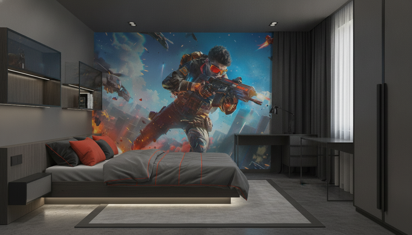Papier Peint Guerrier Futuriste Combat Spatial Science Fiction Explosions - Chambre ado