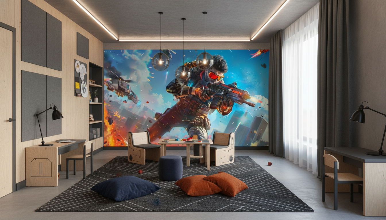 Papier Peint Guerrier Futuriste Combat Spatial Science Fiction Explosions - Espace enfant (pro)