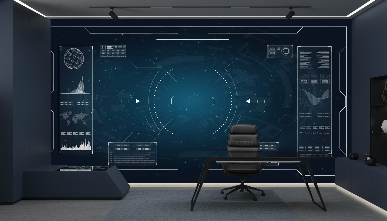 Papier Peint Interface Futuriste HUD Science Fiction Cosmos - Bureau