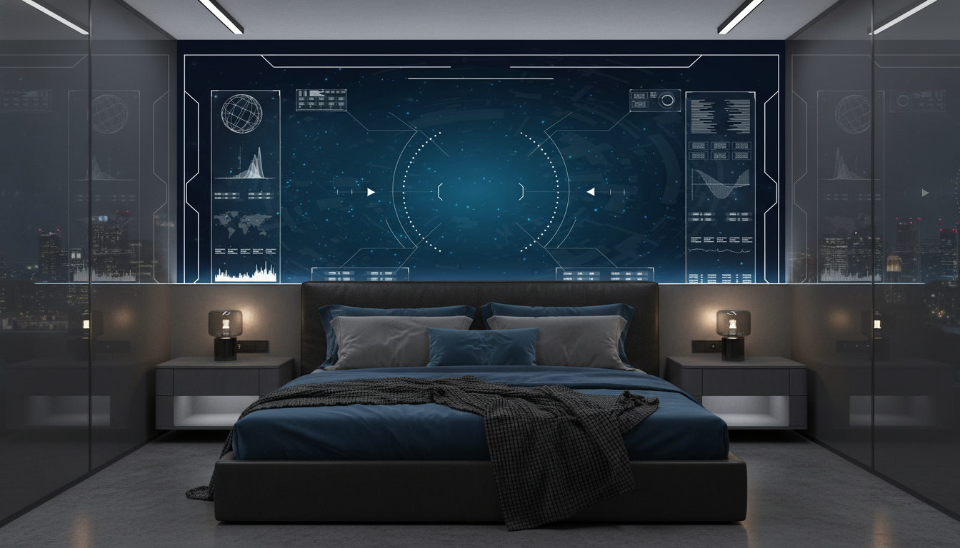 Papier Peint Interface Futuriste HUD Science Fiction Cosmos - Chambre adulte