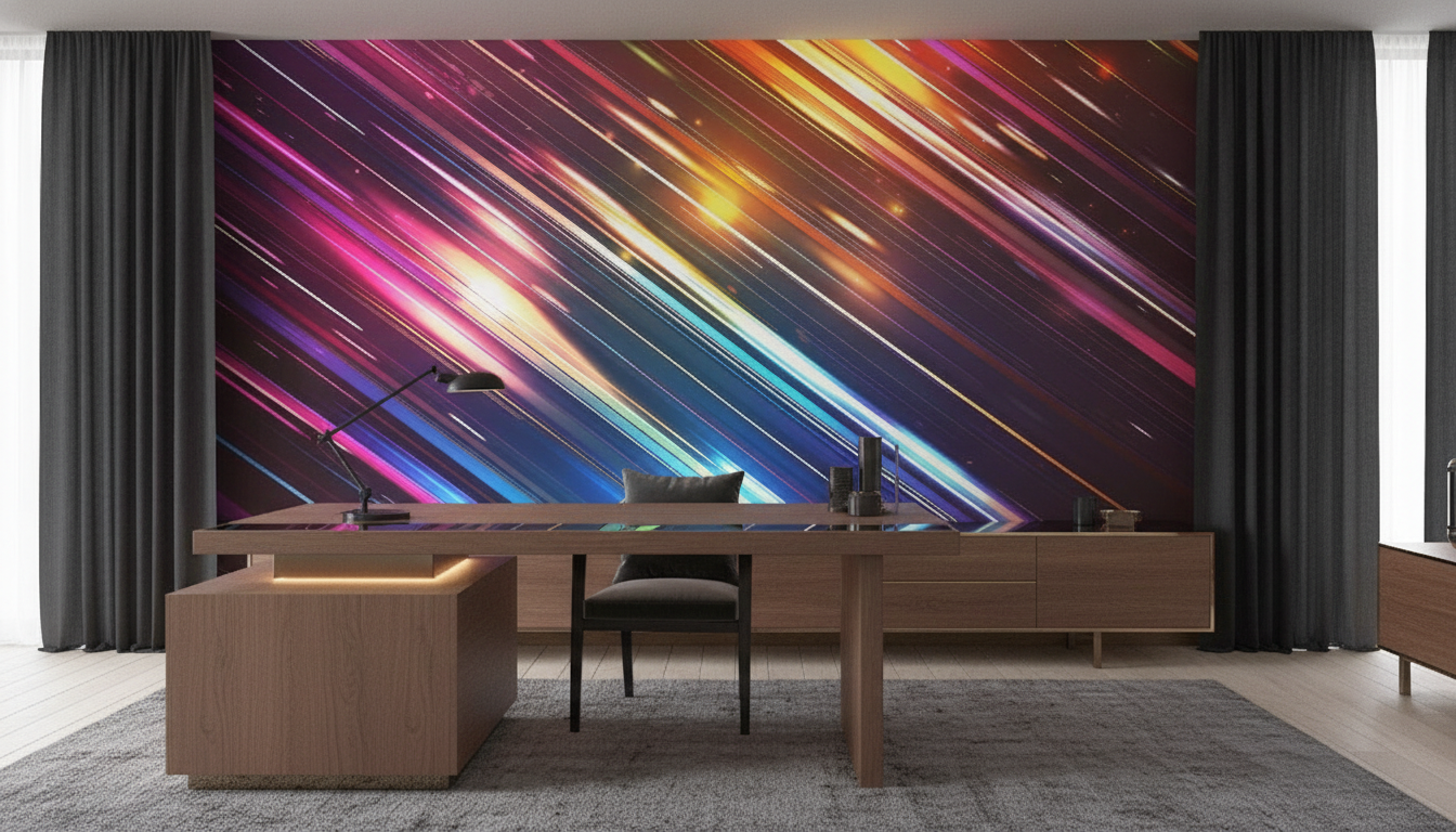 Papier Peint Abstrait Lignes Lumineuses Multicolores Arc-en-ciel — Bureau
