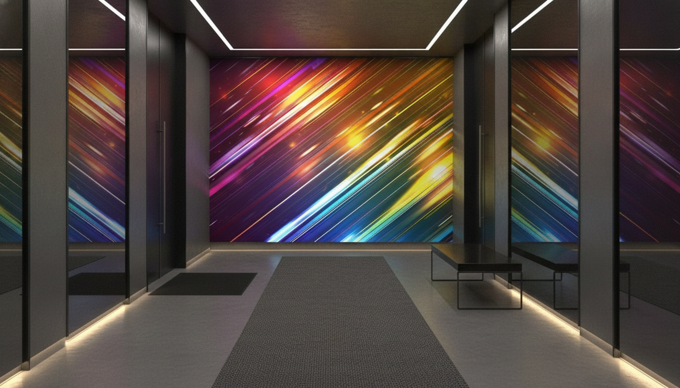 Papier Peint Lignes Dynamiques Multicolores Style Moderne Abstrait - Couloir