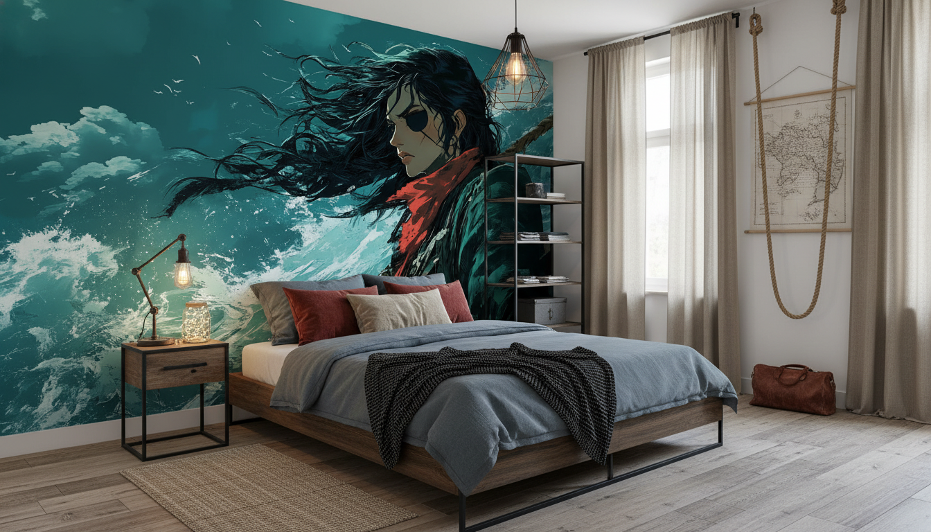 Papier peint pirate femme mer turquoise aventure maritime épique - Chambre ado