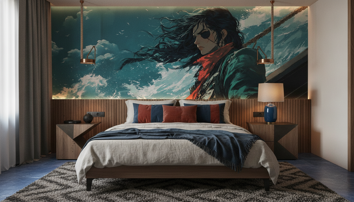 Papier peint pirate femme mer turquoise aventure maritime épique - Chambre adulte