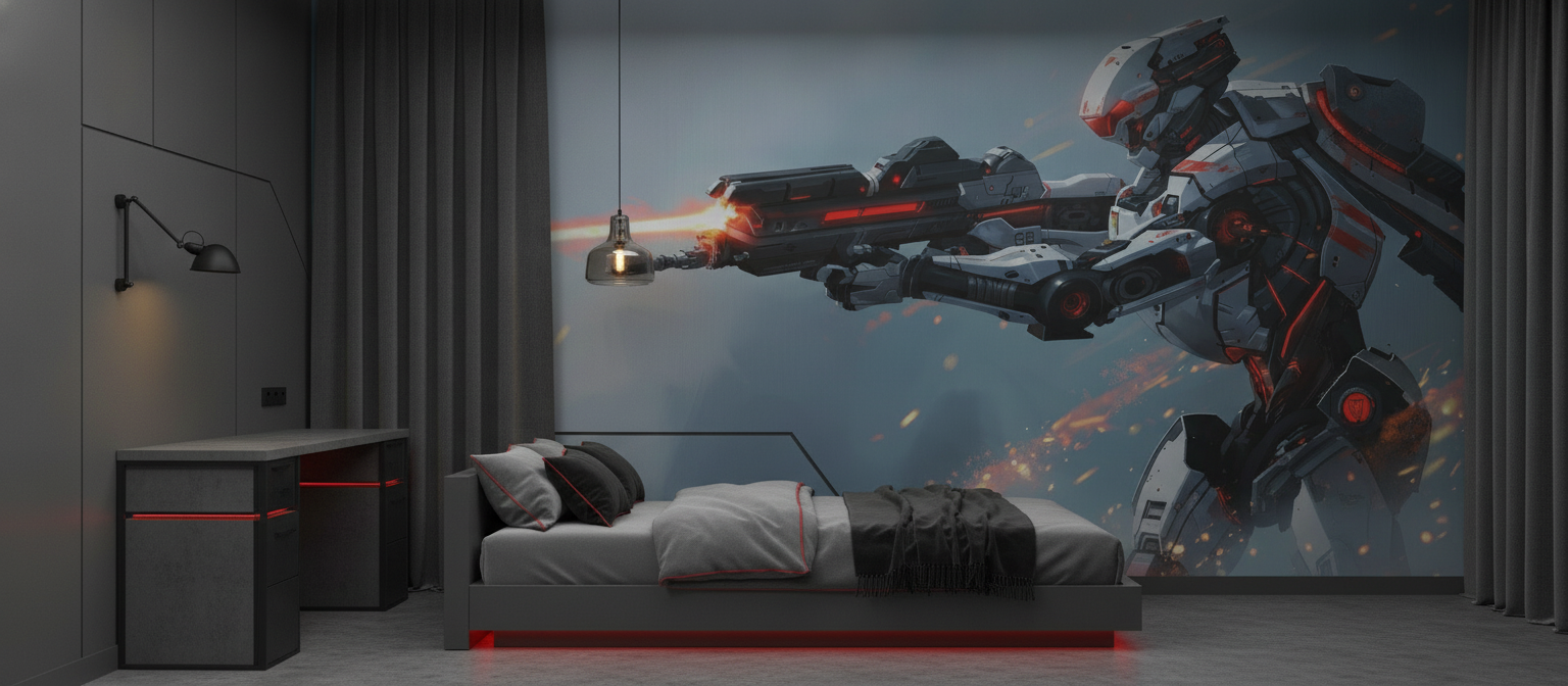 Papier Peint Robot Futuriste Combat Spatial Science Fiction - Chambre ado