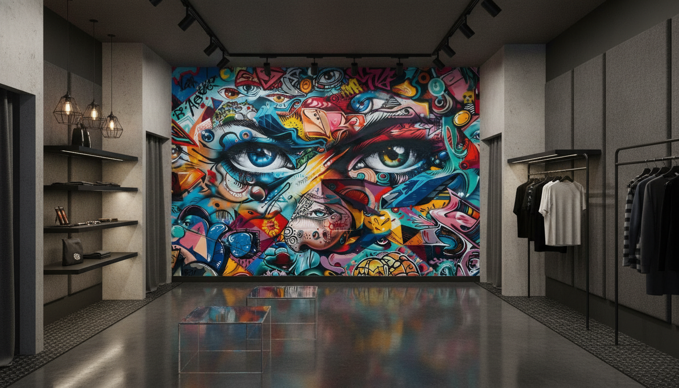 Papier Peint Street Art Graffiti Yeux Colorés Abstrait Moderne — Boutique