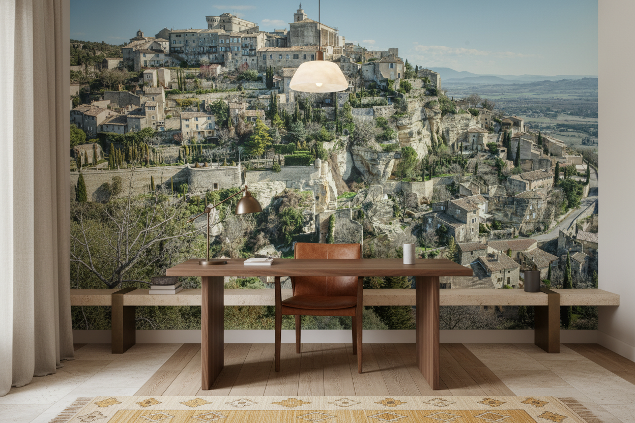 Village Perché Médiéval sur Falaise Vue Panoramique Provence - Bureau