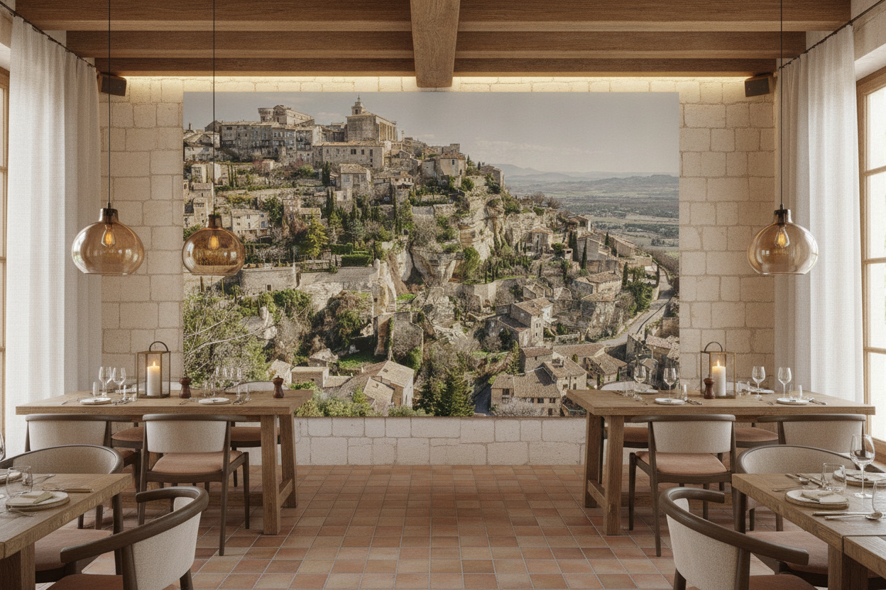 Village Perché Médiéval sur Falaise Vue Panoramique Provence - Restaurant