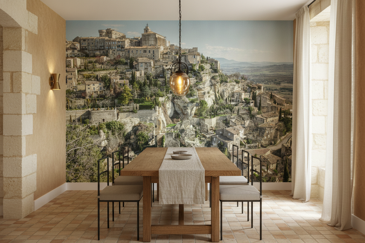 Village Perché Médiéval sur Falaise Vue Panoramique Provence - Salle à manger