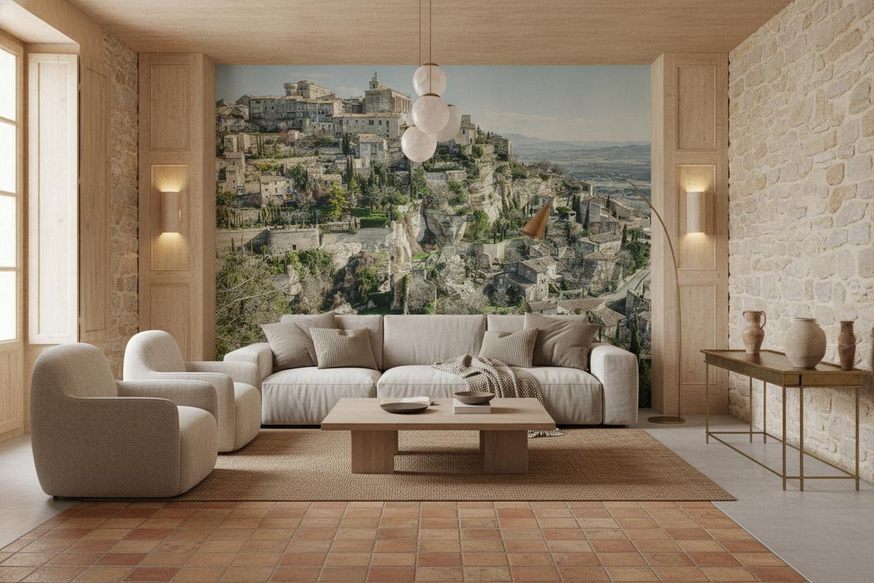 Village Perché Médiéval sur Falaise Vue Panoramique Provence - Salon / Séjour